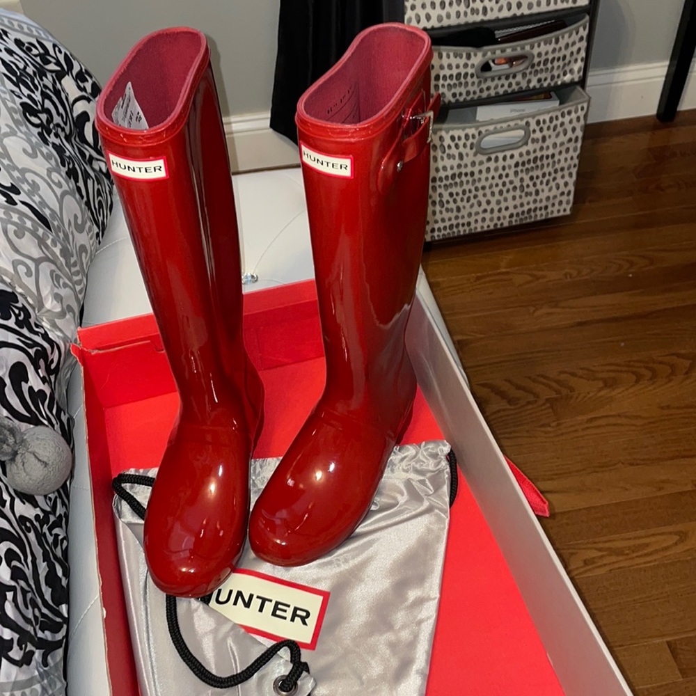 Red hunter boots